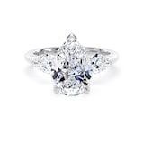 Goldsmiths Platinum 4.00cttw Pear Cut Lab Grown Diamond 3 Stone Engagement Ring - Ring Size G.5