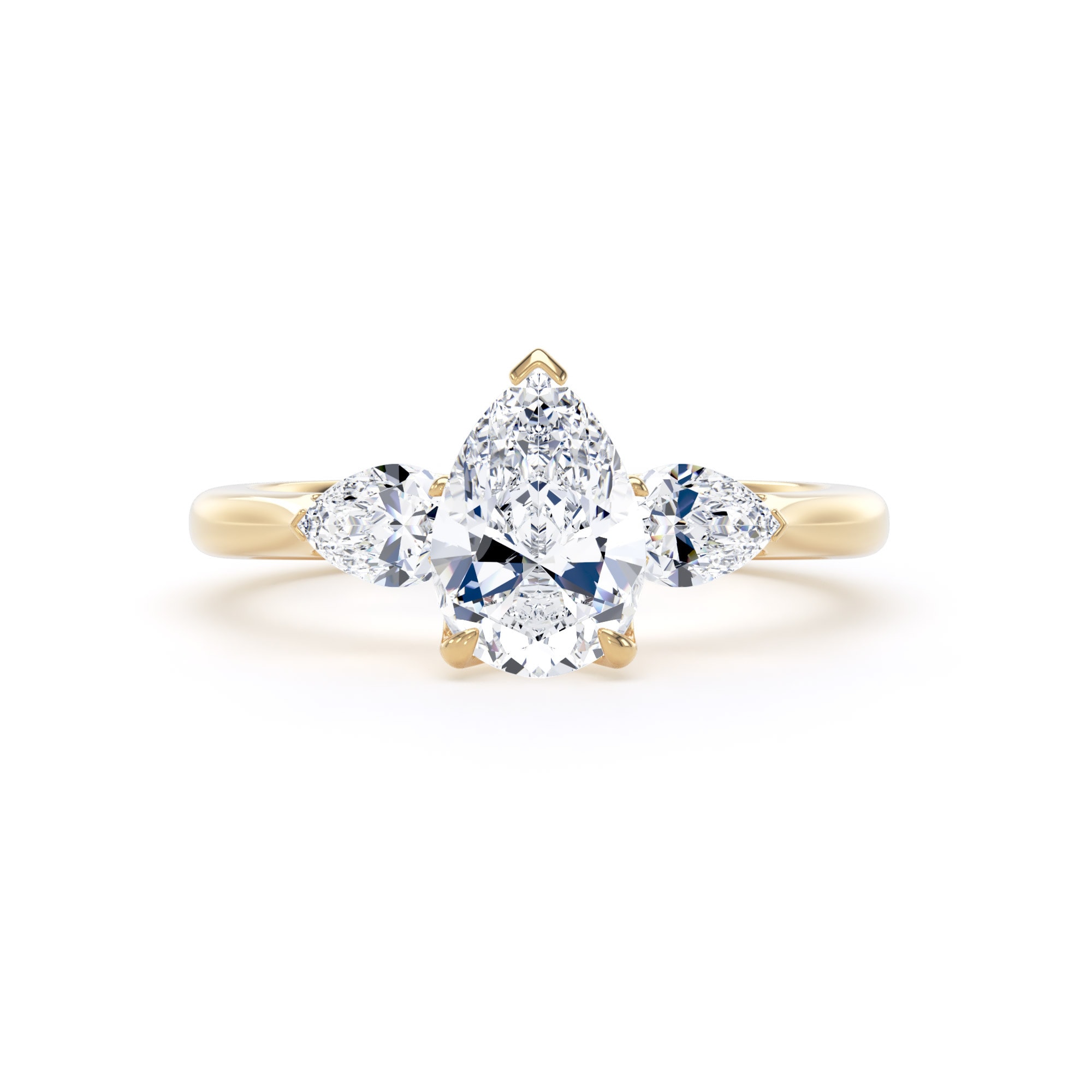 Goldsmiths 18ct Yellow Gold 2.00cttw Pear Cut Lab Grown Diamond 3 Stone Engagement Ring - Ring Size J.5 Goldsmiths 18ct Yellow Gold 2.00cttw Pear Cut Lab Grown Diamond 3 Stone Engagement Ring - Ring Size J.5