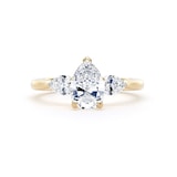 Goldsmiths 18ct Yellow Gold 2.00cttw Pear Cut Lab Grown Diamond 3 Stone Engagement Ring - Ring Size T