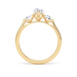 Goldsmiths 18ct Yellow Gold 2.00cttw Pear Cut Lab Grown Diamond 3 Stone Engagement Ring - Ring Size T