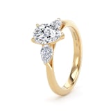 Goldsmiths 18ct Yellow Gold 2.00cttw Pear Cut Lab Grown Diamond 3 Stone Engagement Ring - Ring Size T
