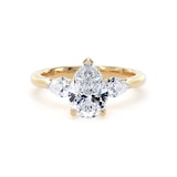 Goldsmiths 18ct Yellow Gold 2.60cttw Pear Cut Lab Grown Diamond 3 Stone Engagement Ring - Ring Size W