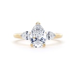 Goldsmiths 18ct Yellow Gold 2.60cttw Pear Cut Lab Grown Diamond 3 Stone Engagement Ring - Ring Size W