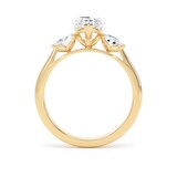 Goldsmiths 18ct Yellow Gold 2.60cttw Pear Cut Lab Grown Diamond 3 Stone Engagement Ring - Ring Size W