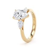 Goldsmiths 18ct Yellow Gold 2.60cttw Pear Cut Lab Grown Diamond 3 Stone Engagement Ring - Ring Size W