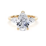 Goldsmiths 18ct Yellow Gold 4.00cttw Pear Cut Lab Grown Diamond 3 Stone Engagement Ring - Ring Size L