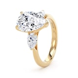 Goldsmiths 18ct Yellow Gold 4.00cttw Pear Cut Lab Grown Diamond 3 Stone Engagement Ring - Ring Size L