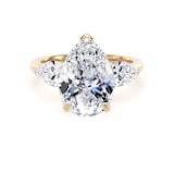 Goldsmiths 18ct Yellow Gold 5.20cttw Pear Cut Lab Grown Diamond 3 Stone Engagement Ring - Ring Size P.5