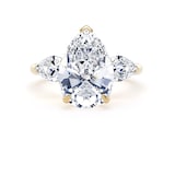 Goldsmiths 18ct Yellow Gold 5.20cttw Pear Cut Lab Grown Diamond 3 Stone Engagement Ring - Ring Size P.5