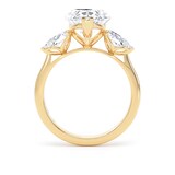 Goldsmiths 18ct Yellow Gold 5.20cttw Pear Cut Lab Grown Diamond 3 Stone Engagement Ring - Ring Size P.5