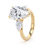 Goldsmiths 18ct Yellow Gold 5.20cttw Pear Cut Lab Grown Diamond 3 Stone Engagement Ring - Ring Size P.5