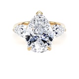 Goldsmiths 18ct Yellow Gold 6.60cttw Pear Cut Lab Grown Diamond 3 Stone Engagement Ring - Ring Size N
