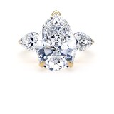 Goldsmiths 18ct Yellow Gold 6.60cttw Pear Cut Lab Grown Diamond 3 Stone Engagement Ring - Ring Size N