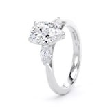 Goldsmiths 18ct White Gold 2.60cttw Pear Cut Lab Grown Diamond 3 Stone Engagement Ring - Ring Size K.5