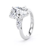 Goldsmiths 18ct White Gold 4.00cttw Pear Cut Lab Grown Diamond 3 Stone Engagement Ring - Ring Size G