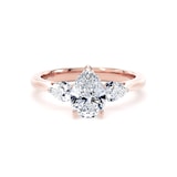 Goldsmiths 18ct Rose Gold 2.00cttw Pear Cut Lab Grown Diamond 3 Stone Engagement Ring - Ring Size M.5