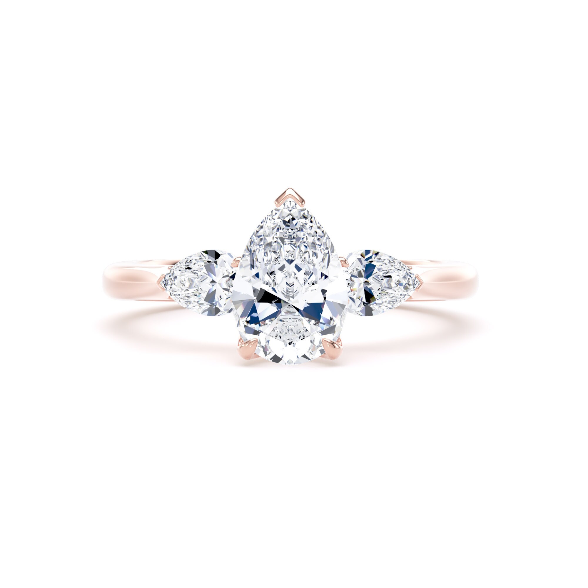 Goldsmiths 18ct Rose Gold 2.00cttw Pear Cut Lab Grown Diamond 3 Stone Engagement Ring - Ring Size I.5 Goldsmiths 18ct Rose Gold 2.00cttw Pear Cut Lab Grown Diamond 3 Stone Engagement Ring - Ring Size I.5