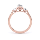 Goldsmiths 18ct Rose Gold 2.00cttw Pear Cut Lab Grown Diamond 3 Stone Engagement Ring - Ring Size M.5