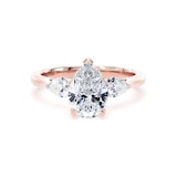 Goldsmiths 18ct Rose Gold 2.60cttw Pear Cut Lab Grown Diamond 3 Stone Engagement Ring - Ring Size J.5
