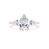 Goldsmiths 18ct Rose Gold 2.60cttw Pear Cut Lab Grown Diamond 3 Stone Engagement Ring - Ring Size J.5