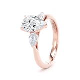 Goldsmiths 18ct Rose Gold 2.60cttw Pear Cut Lab Grown Diamond 3 Stone Engagement Ring - Ring Size J.5