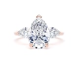 Goldsmiths 18ct Rose Gold 4.00cttw Pear Cut Lab Grown Diamond 3 Stone Engagement Ring - Ring Size G.5