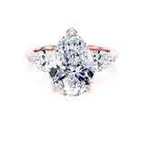 Goldsmiths 18ct Rose Gold 5.20cttw Pear Cut Lab Grown Diamond 3 Stone Engagement Ring - Ring Size Y.5