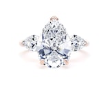 Goldsmiths 18ct Rose Gold 5.20cttw Pear Cut Lab Grown Diamond 3 Stone Engagement Ring - Ring Size Y.5
