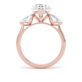 Goldsmiths 18ct Rose Gold 5.20cttw Pear Cut Lab Grown Diamond 3 Stone Engagement Ring - Ring Size Y.5