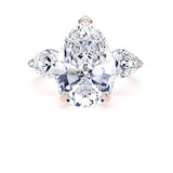 Goldsmiths 18ct Rose Gold 6.60cttw Pear Cut Lab Grown Diamond 3 Stone Engagement Ring - Ring Size L.5