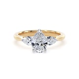 Goldsmiths 18ct Yellow Gold and Platinum 2.00cttw Pear Cut Lab Grown Diamond 3 Stone Engagement Ring - Ring Size R