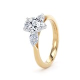 Goldsmiths 18ct Yellow Gold and Platinum 2.00cttw Pear Cut Lab Grown Diamond 3 Stone Engagement Ring - Ring Size R