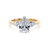 Goldsmiths 18ct Yellow Gold and Platinum 2.60cttw Pear Cut Lab Grown Diamond 3 Stone Engagement Ring - Ring Size L.5
