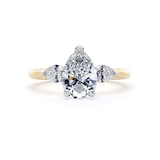 Goldsmiths 18ct Yellow Gold and Platinum 2.60cttw Pear Cut Lab Grown Diamond 3 Stone Engagement Ring - Ring Size L.5