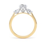 Goldsmiths 18ct Yellow Gold and Platinum 2.60cttw Pear Cut Lab Grown Diamond 3 Stone Engagement Ring - Ring Size L.5