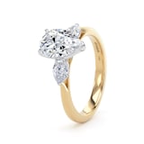 Goldsmiths 18ct Yellow Gold and Platinum 2.60cttw Pear Cut Lab Grown Diamond 3 Stone Engagement Ring - Ring Size L.5