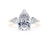 Goldsmiths 18ct Yellow Gold and Platinum 4.00cttw Pear Cut Lab Grown Diamond 3 Stone Engagement Ring - Ring Size F.5