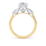 Goldsmiths 18ct Yellow Gold and Platinum 4.00cttw Pear Cut Lab Grown Diamond 3 Stone Engagement Ring - Ring Size F.5