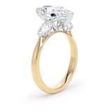 Goldsmiths 18ct Yellow Gold and Platinum 4.00cttw Pear Cut Lab Grown Diamond 3 Stone Engagement Ring - Ring Size F.5