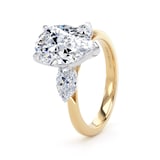 Goldsmiths 18ct Yellow Gold and Platinum 4.00cttw Pear Cut Lab Grown Diamond 3 Stone Engagement Ring - Ring Size F.5