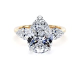 Goldsmiths 18ct Yellow Gold and Platinum 5.20cttw Pear Cut Lab Grown Diamond 3 Stone Engagement Ring - Ring Size G