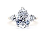 Goldsmiths 18ct Yellow Gold and Platinum 5.20cttw Pear Cut Lab Grown Diamond 3 Stone Engagement Ring - Ring Size G