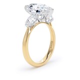 Goldsmiths 18ct Yellow Gold and Platinum 5.20cttw Pear Cut Lab Grown Diamond 3 Stone Engagement Ring - Ring Size G