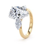 Goldsmiths 18ct Yellow Gold and Platinum 5.20cttw Pear Cut Lab Grown Diamond 3 Stone Engagement Ring - Ring Size G