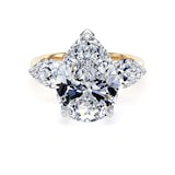 Goldsmiths 18ct Yellow Gold and Platinum 6.60cttw Pear Cut Lab Grown Diamond 3 Stone Engagement Ring - Ring Size J.5