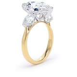 Goldsmiths 18ct Yellow Gold and Platinum 6.60cttw Pear Cut Lab Grown Diamond 3 Stone Engagement Ring - Ring Size J.5