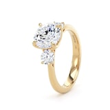 Goldsmiths 18ct Yellow Gold 2.60cttw Round Brilliant Cut Lab Grown Diamond 3 Stone Engagement Ring - Ring Size S.5