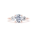 Goldsmiths 18ct Rose Gold 2.00cttw Round Brilliant Cut Lab Grown Diamond 3 Stone Engagement Ring - Ring Size H