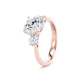 Goldsmiths 18ct Rose Gold 2.60cttw Round Brilliant Cut Lab Grown Diamond 3 Stone Engagement Ring - Ring Size L
