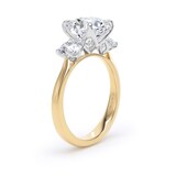 Goldsmiths 18ct Yellow Gold and Platinum 4.00cttw Round Brilliant Cut Lab Grown Diamond 3 Stone Engagement Ring - Ring Size N